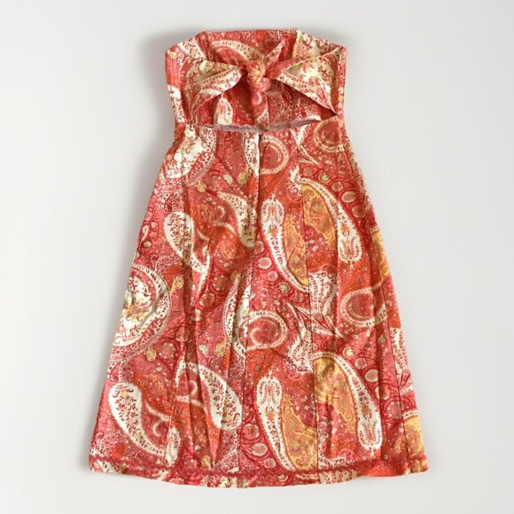 Moda International Size 2 Retro Paisley Print Strapless Tie Back - Picture 10 of 10